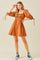 Rust Ruched Puff Sleeve Dress