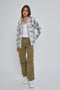 Grey Flannel Plaid Button Up Top