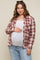 Burgundy Flannel Plaid Button Up Maternity Top
