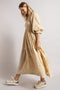Beige Gauze Embroidery Smocking Tiered GradientDress