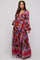 Black Floral Long Sleeve Tiered Maternity Maxi Dress