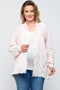 Peach Button Up Fringe Hem Maternity Plus Top