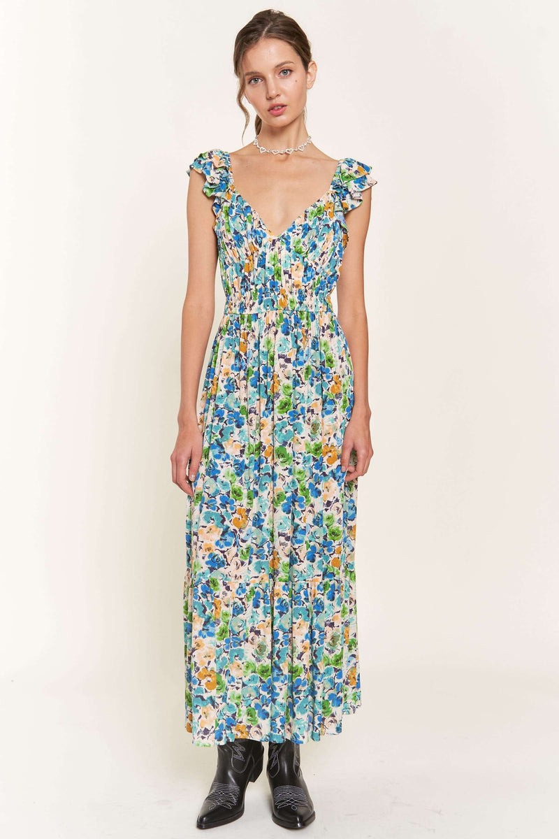 Blue Flower Midi Dress– PinkBlush