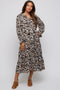 Black Floral Ruffle Neck Tiered Maternity Midi Dress