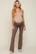 Taupe Ribbed High Waist Wide Leg Maternity Leggings