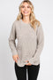 Taupe Waffle Knit Round Hem Sweater