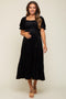 Black Velvet Tiered Maternity Midi Dress