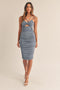 Blue Strappy Cutout Fitted Midi Dress