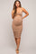 Mocha Strappy Cutout Fitted Maternity Midi Dress
