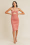 Mauve Strappy Cutout Fitted Midi Dress