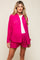 Fuchsia Pleated Long Sleeve Maternity Short Set