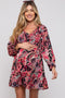 Black Paisley Smocked Long Sleeve Maternity Dress