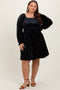 Black Velour Square Neck Plus Dress