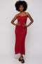 Rust Open Knit Crochet Midi Dress
