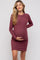 Burgundy Soft Brushed Knit Long Sleeve Maternity Dress