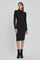 Black Ribbed Fitted Mock Neck Long Sleeve Dress