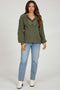 Olive Front Button Knit Maternity Sweater