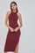 Burgundy Sleeveless Side Slit Midi Dress