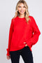 Red Ribbed Cuff Sweater