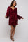 Burgundy Sequin Velour Front Tie Maternity Mini Dress