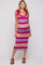Magenta Striped Sweater Knit Shoulder Tie Maternity Midi Dress