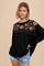 Black Thermal Embroidered Yoke Top