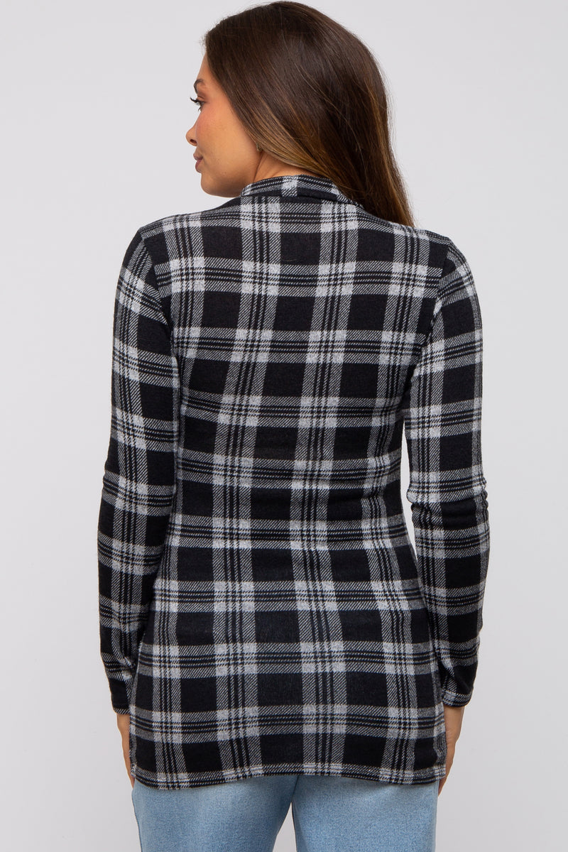 Black Ribbed Mock Neck Knit Maternity Short Sleeve Top