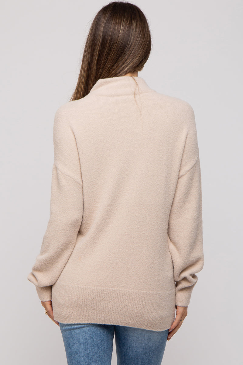 Belted Mock Neck Maternity Sweater main image 1