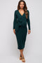 Forest Green Ribbed Long Sleeve Maternity Wrap Dress