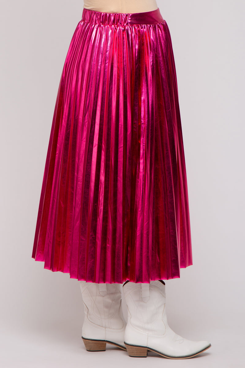 Pink Long Pleated Skirt Metallic AIGNER Pink Metallic Pleated
