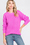 Pink Waffle Knit Round Hem Sweater