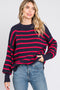 Navy Striped Long Sleeve Knit Sweater