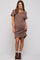 Taupe Ribbed Front Pocket Dolman Short Sleeve Maternity Dress