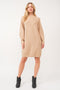 Beige Mock Neck Sweater Dress