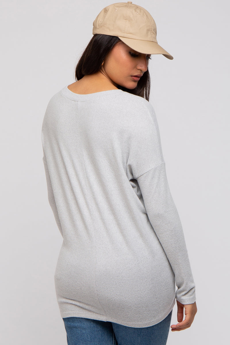 Gray Knit Long Sleeve Top main image 1