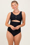 Black Scalloped Cutout Ruched One Piece Swimsuit