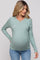 Green Ribbed Long Sleeve Top