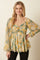 Sage Combo Flower Print RuchingDetail Blouse