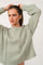 Sage Seam Detailed Waffle Knit Top