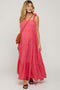 Magenta Sleeveless Tiered Maternity Maxi Dress