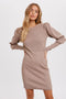 Latte Puff Sleeves Sweater Dress