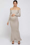 Taupe Ribbed Off Shoulder Long Sleeve Maternity Maxi Dress