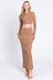 Mocha Exposed Seams Top and Skirt Set