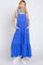 Royal Button Sling Tiered Maternity Midi Dress