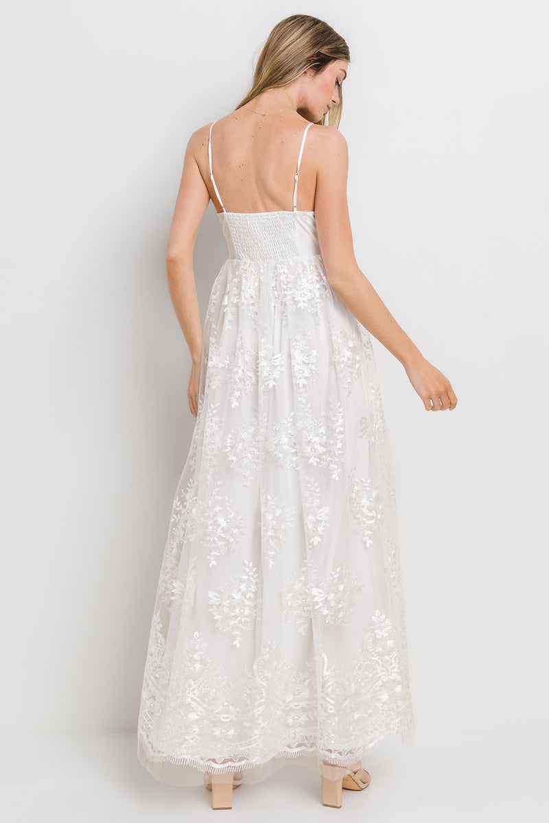 OMBRE FLOWER PRINT MAXI DRESS WITH LACE DETAIL main image 0