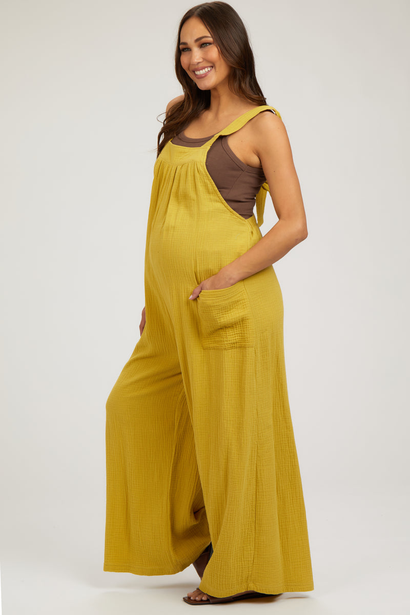 Lime Wide Leg Tie Back Maternity Overalls PinkBlush