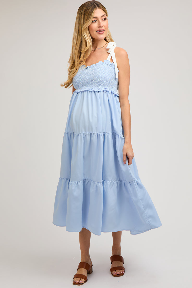 SKYBLUE STARS | ZIPLESS MATERNITY MAXI-SHORT SLEEVES | ANKLE LENGTH MAXI main image 1