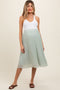 Mint Swiss Dot Pleated Maternity Midi Skirt