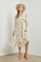 Ivory Ruffled Long Sleeve Midi Dress