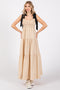 Taupe Contrast Shoulder Straps Maxi Dress